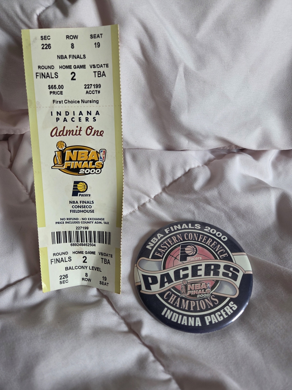 NBA Pacers Finals 2000 Collectible Pin and Ticket
